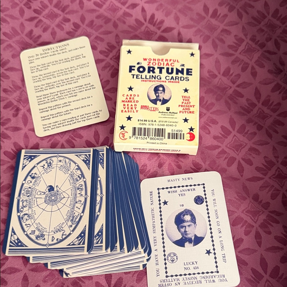 Zodiac Fortune Telling Cards - Blue and White